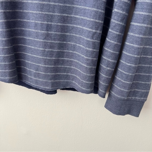 Marine Layer Men’s Double Knit Henley in Storm Blue Striped - Picture 4 of 8
